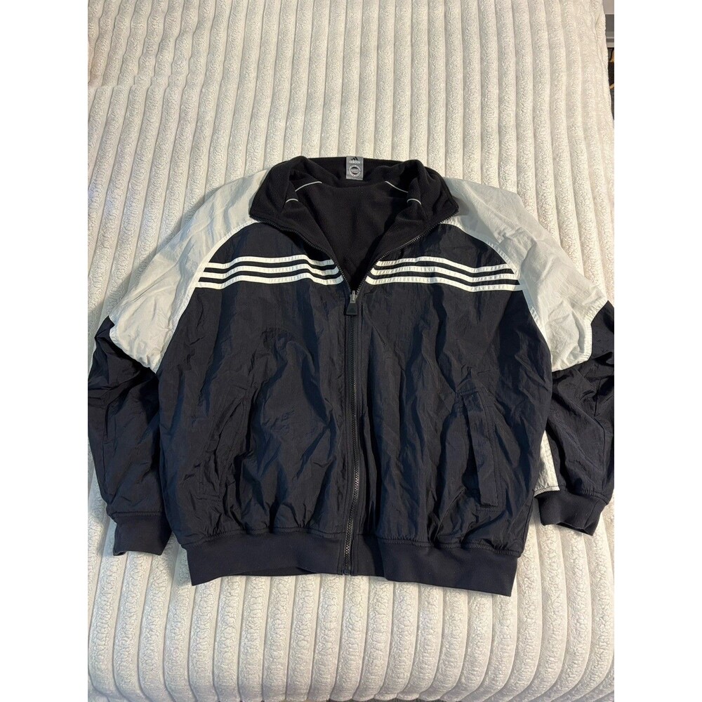 VINTAGE Adidas Reversible Fleece Nylon Full Zip Jacket Men’s XL Black White